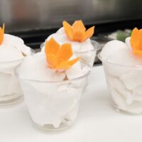scoops of ice cream in clear cups