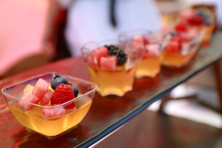jelly fruit cups on a small tray