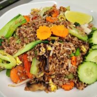 vegetable fried rice on a plate