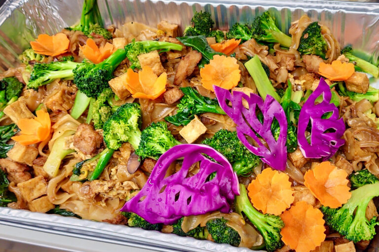 Party tray of Pad Thai.