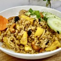 pineapple fried rice on a plate