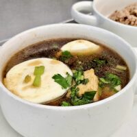 tofu soup in a bowl