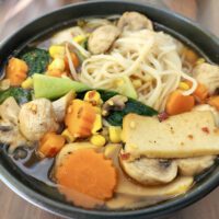 rice noodles in a bowl of soup