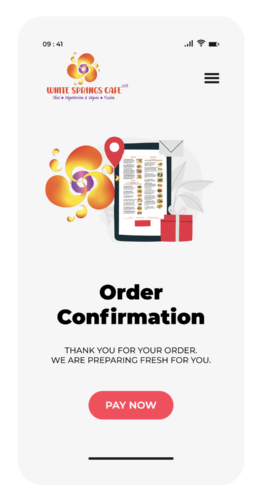 Order online mock up showing a cell phone.