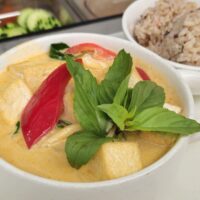 thai curry topped with mint leaf